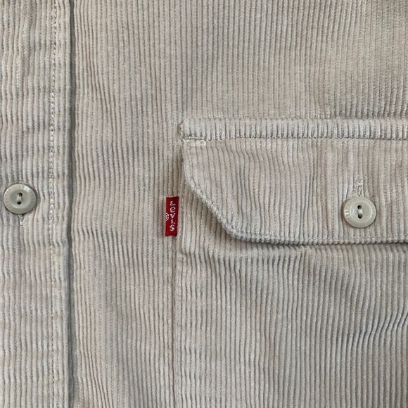 Levis Shirt Mens 3XL Cream Cotton Corduroy Relaxed Button Up Pockets Overshirt - Picture 5 of 7